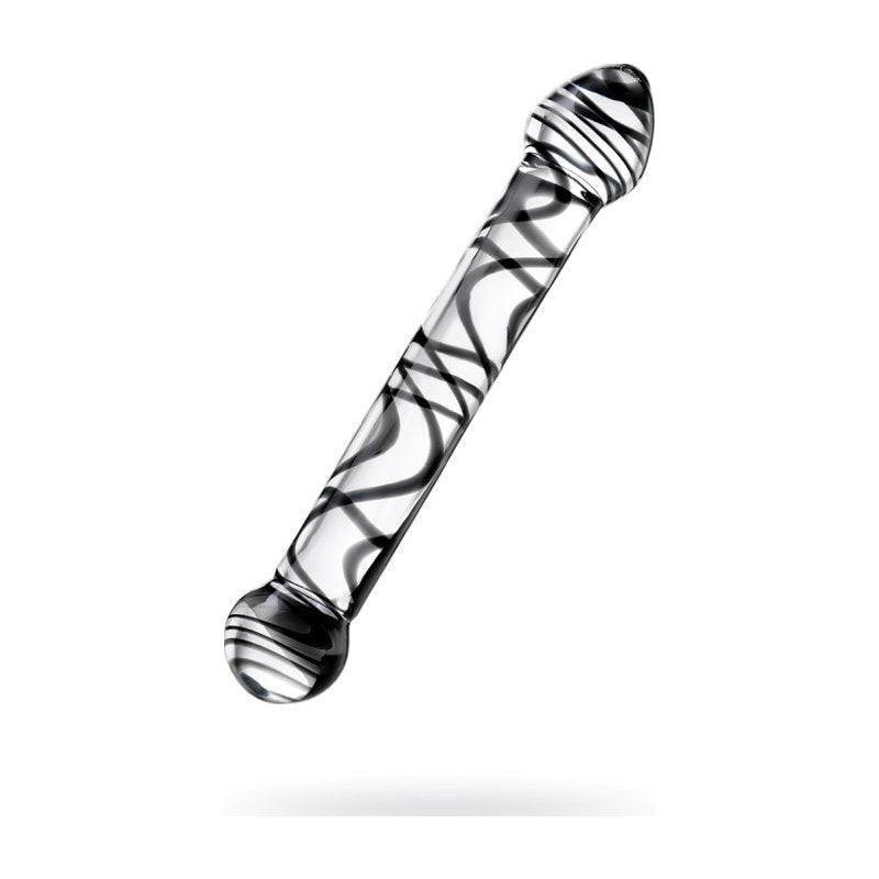 Sexus Glass Dildo Duo Black Swirl 20.5cm - Adult Toys