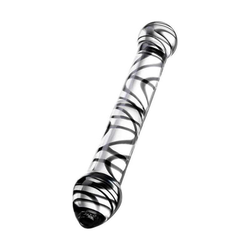 Sexus Glass Dildo Duo Black Swirl 20.5cm - Adult Toys