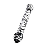 Sexus Glass Dildo Duo Black Swirl 20.5cm - Adult Toys
