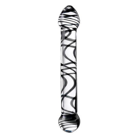 Sexus Glass Dildo Duo Black Swirl 20.5cm - Adult Toys