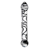 Sexus Glass Dildo Duo Black Swirl 20.5cm - Adult Toys
