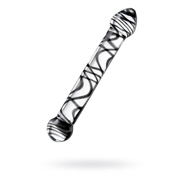 Sexus Glass Dildo Duo Black Swirl 20.5cm - Adult Toys