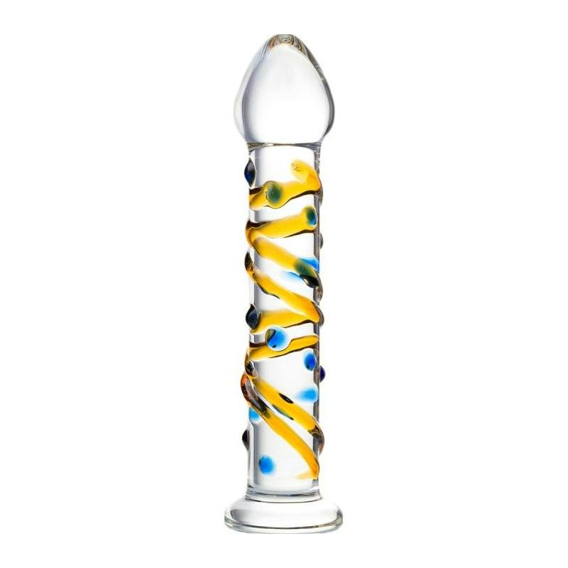Sexus Glass Dildo Yellow 17.2cm - Adult Toys