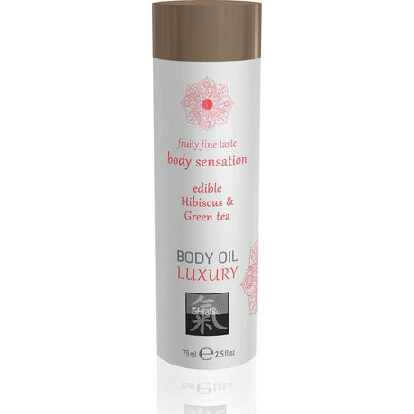 Shiatsu Luxury Body Oil Edible Hibiskus and Green Tea - Naughty by Nature Adult Store
