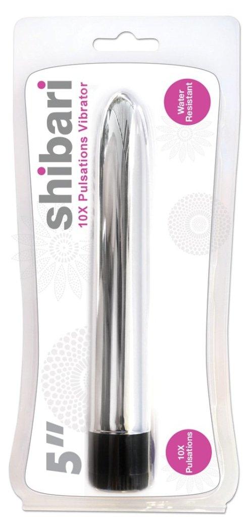 Shibari 10X Pulsations Vibrator 5in Silver - Adult Toys