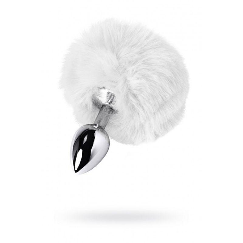Silver Metal Anal Plug Small w White Tail - Naughty by Nature Adult Store