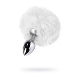 Silver Metal Anal Plug Small w White Tail - Naughty by Nature Adult Store