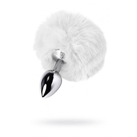 Silver Metal Anal Plug Small w White Tail - Naughty by Nature Adult Store