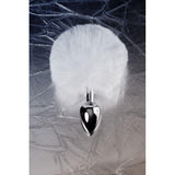 Silver Metal Anal Plug Small w White Tail - Adult Toys