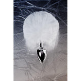 Silver Metal Anal Plug Small w White Tail - Adult Toys