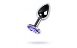Silver Metal Anal Plug w Amethyst Crystal Small - Adult Toys