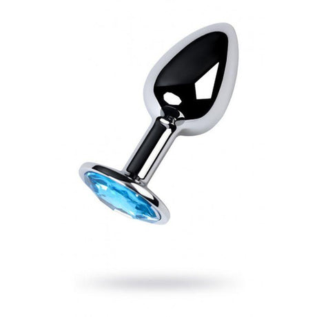 Silver Metal Anal Plug w Topaz Crystal Small - Naughty by Nature Adult Store