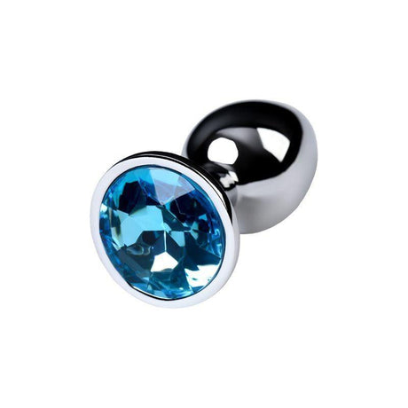 Silver Metal Anal Plug w Topaz Crystal Small - Naughty by Nature Adult Store