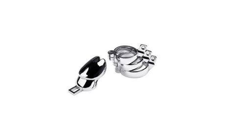 Silver Metal Chastity Cage Adjustable - Adult Toys
