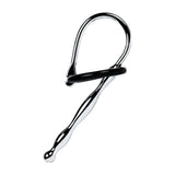 Silver Metal Urethral Plug w Black Silicone Ring - Adult Toys