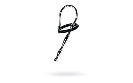 Silver Metal Urethral Plug w Black Silicone Ring - Adult Toys