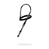 Silver Metal Urethral Plug w Black Silicone Ring - Adult Toys
