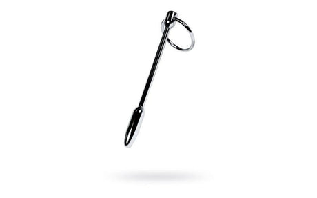 Silver Metal Urethral Plug w Ring - Adult Toys