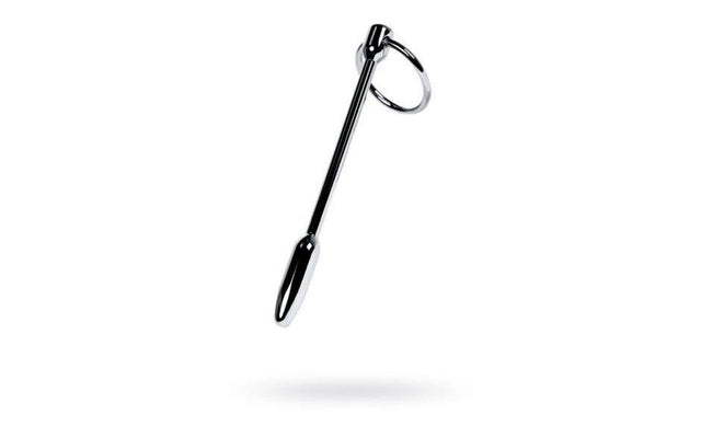 Silver Metal Urethral Plug w Ring - Adult Toys
