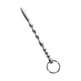 Silver Metal Urethral Plug w Ring - Adult Toys