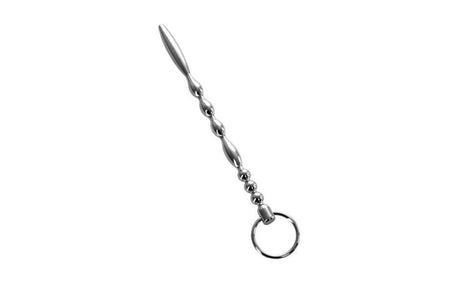Silver Metal Urethral Plug w Ring - Adult Toys