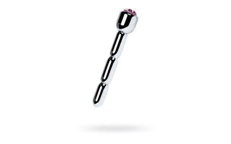 Silver Metal Urethral Plug w Ruby Rhinestone - Adult Toys