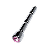Silver Metal Urethral Plug w Ruby Rhinestone - Adult Toys