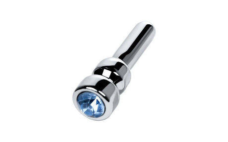Silver Metal Urethral Plug w Sapphire Rhinestone Small - Naughty by Nature Adult Store
