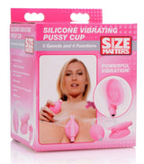Size Matters Silicone Vibrating Pussy Cup – Pink Suction Pump Toy - Adult Toys