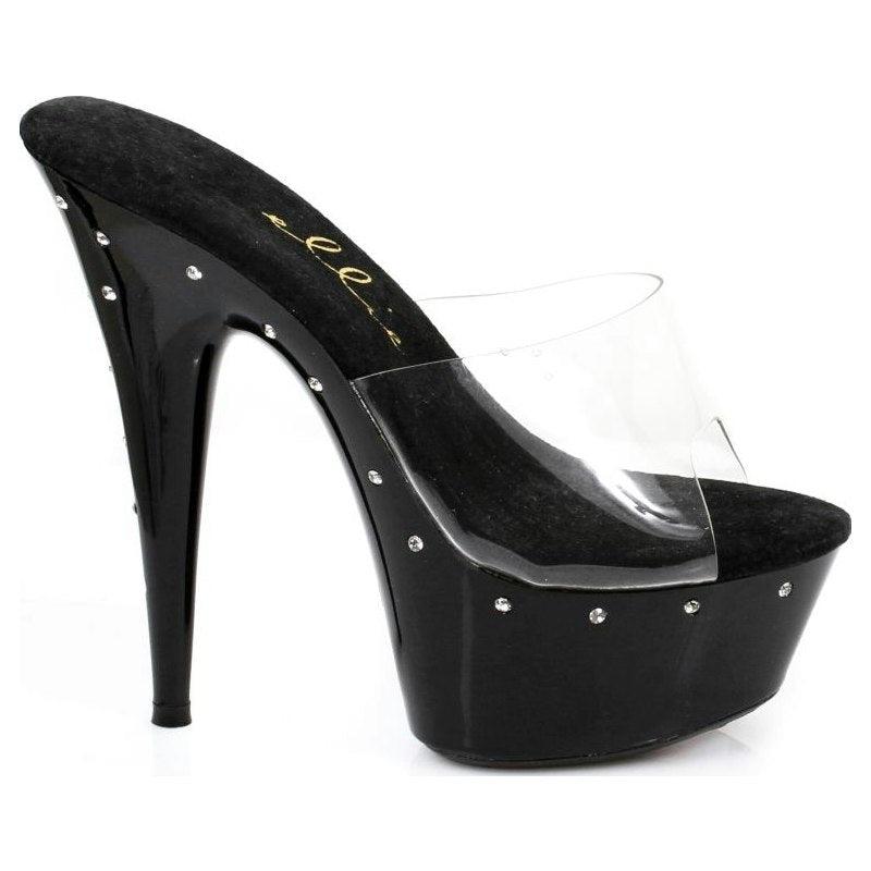 Slip On Rhinestone Platform Black 6in - Lingerie