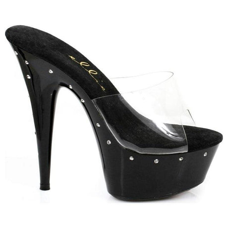 Slip On Rhinestone Platform Black 6in - Lingerie