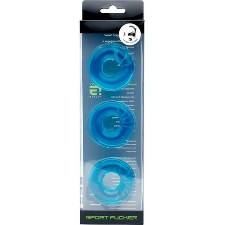Sport Fucker Chubby Cockring 3 Pk Ice Blue - Adult Toys