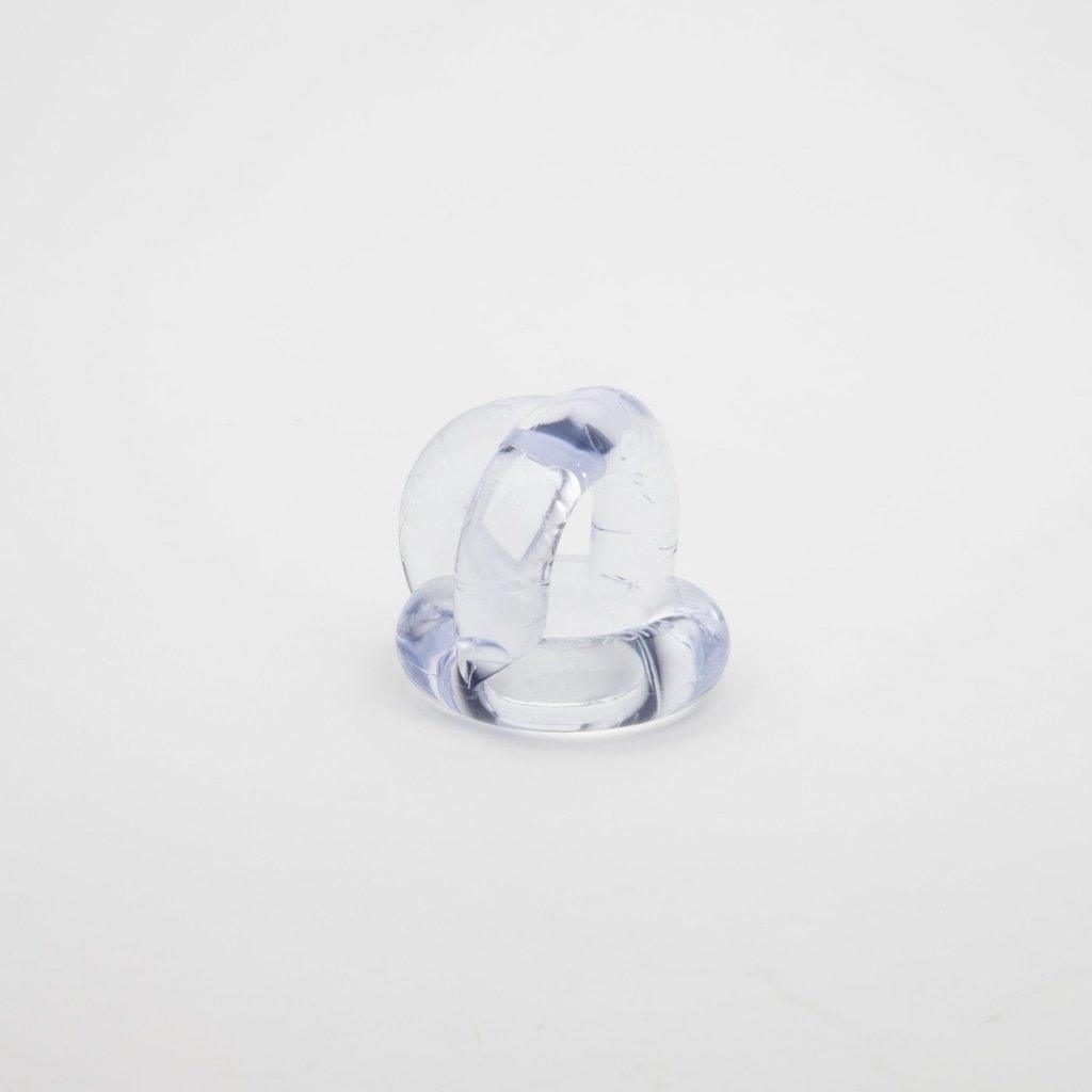 Sport Fucker Half Guard Cock Ring – Clear Flex TPR Scrotum Splitter - Adult Toys