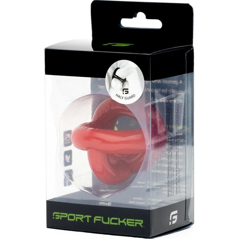 Sport Fucker Half Guard Cock Ring with Scrotum Splitter - Red - Adult Toys