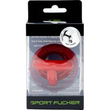 Sport Fucker Half Guard Cock Ring with Scrotum Splitter - Red - Adult Toys