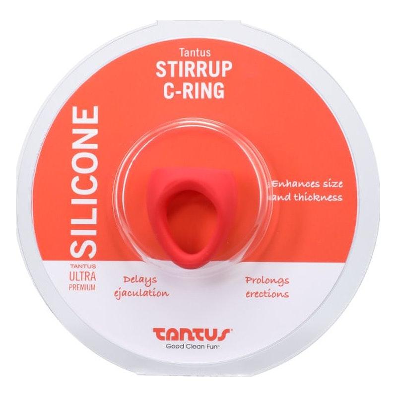 Stirrup Silicone Cock Ring Crimson - Adult Toys