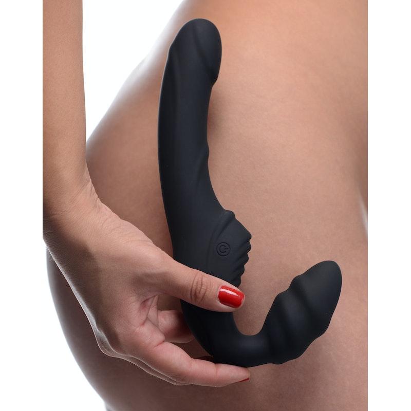 Strap U Slim Rider - Vibrating Silicone Strapless Strap - On Dildo - Adult Toys
