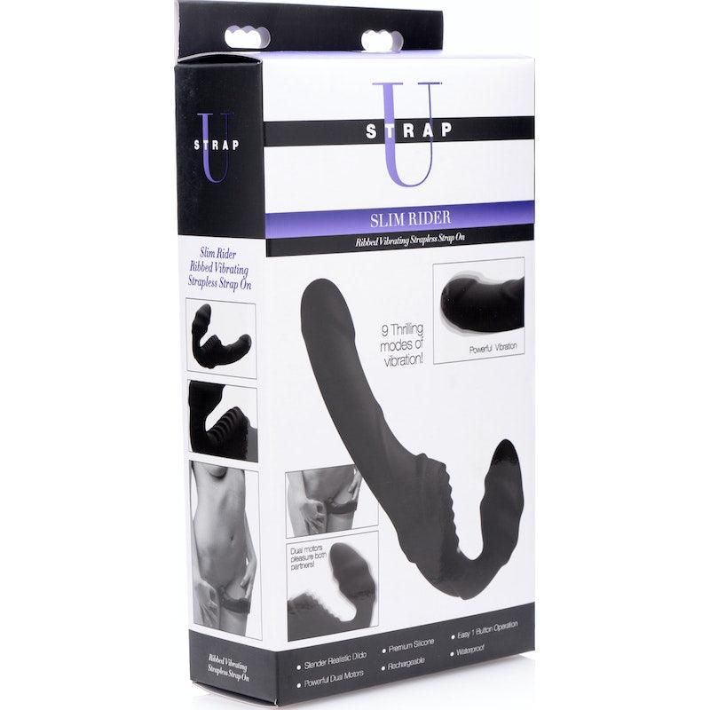 Strap U Slim Rider - Vibrating Silicone Strapless Strap - On Dildo - Adult Toys