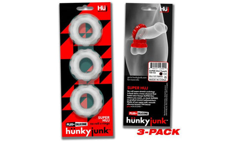 Super Hunkyjunk 3 Pc Cockrings Clear Ice - Adult Toys