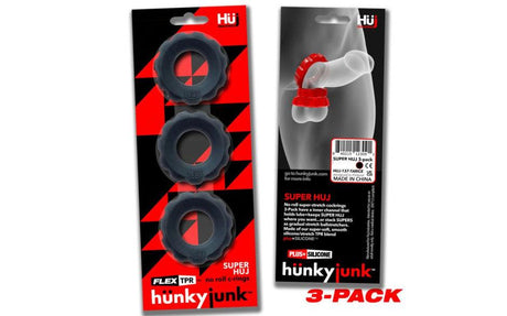 Super Hunkyjunk 3 Pc Cockrings Tar Ice - Adult Toys