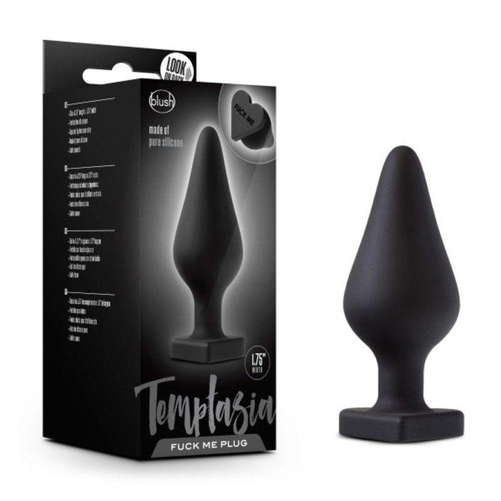 Temptasia Fuck Me Butt Plug Black - Adult Toys