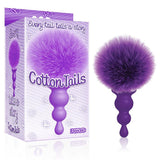 The 9's Cottontails, Beaded, Purple - Purple Butt Plug with Bunny Tail - Anal Toys