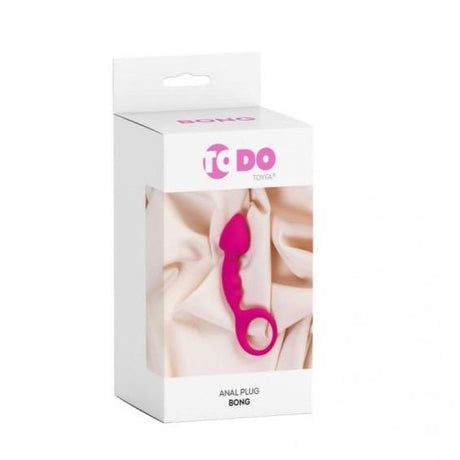 ToDo Bong Anal Plug – Small Silicone Anal Toy with Easy - Pull Loop, Pink - Adult Toys