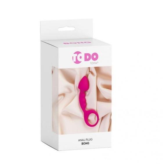 ToDo Bong Anal Plug – Small Silicone Anal Toy with Easy - Pull Loop, Pink - Adult Toys