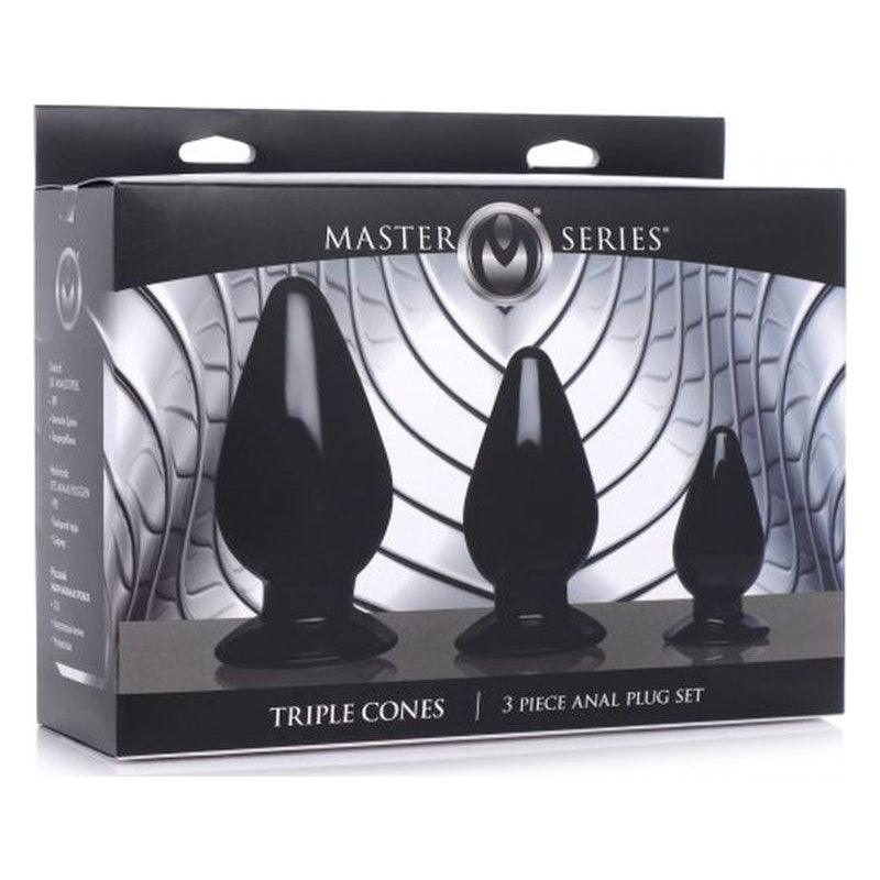 Triple Cones 3 Pc Anal Plug Set Black - Adult Toys