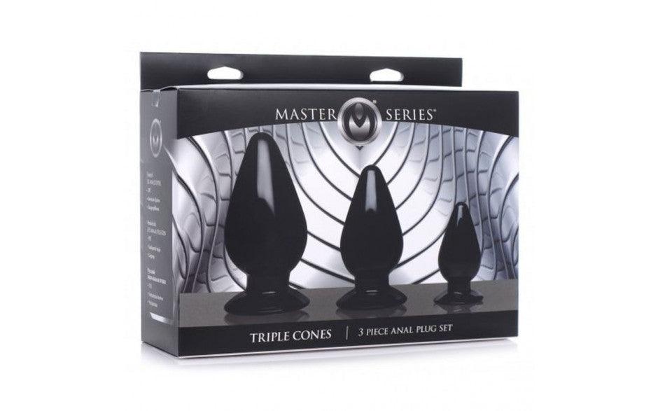Triple Cones 3 Pc Anal Plug Set Black - Adult Toys