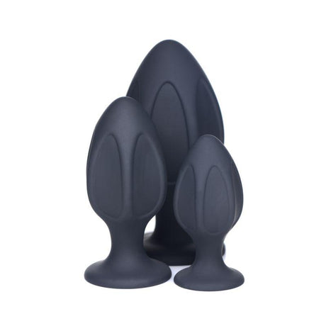 Triple Juicers Silicone Anal Plug Set Black - Adult Toys