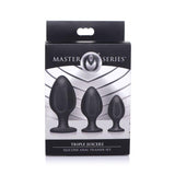 Triple Juicers Silicone Anal Plug Set Black - Adult Toys