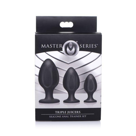 Triple Juicers Silicone Anal Plug Set Black - Adult Toys