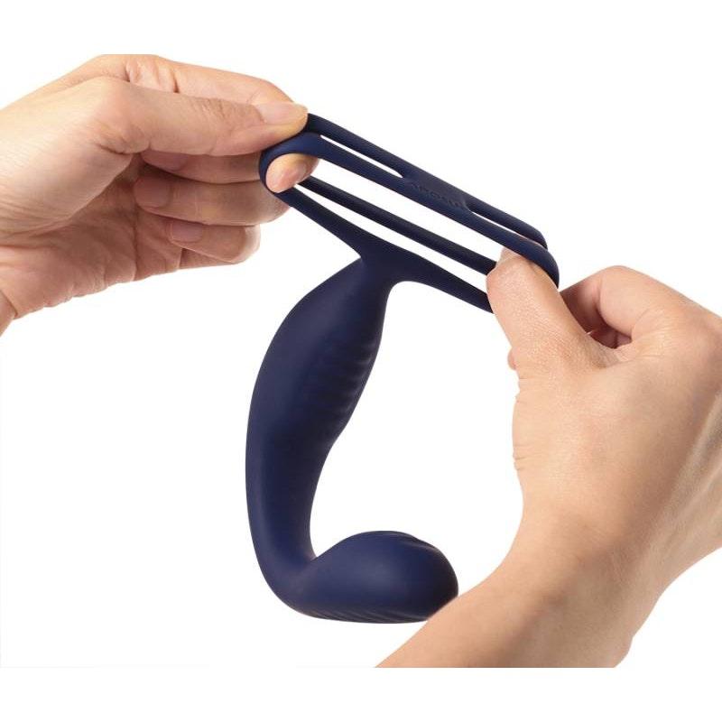 VibraDuo Vibrating Anal Probe and Perineum Stim with Cockring - Adult Toys